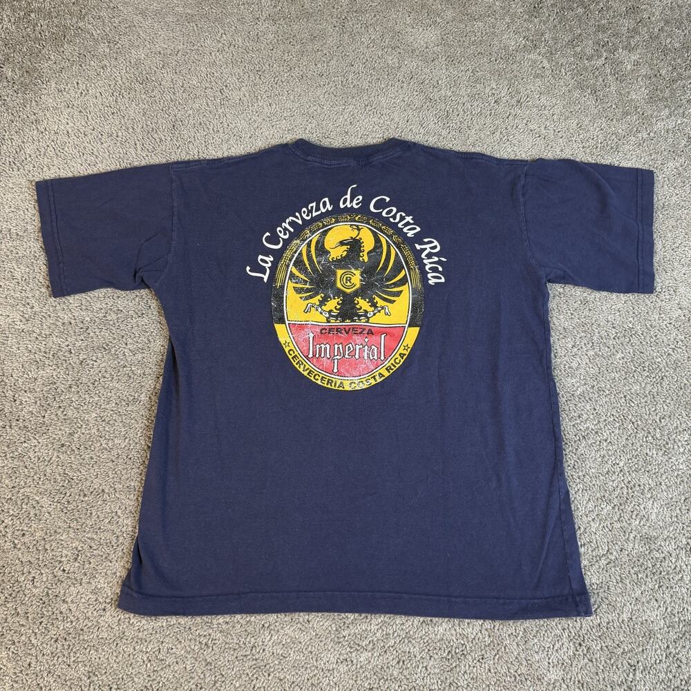 Transfer Shirt Mens XL Blue Imperial Cerveza Costa Rica Graphic Crew Neck